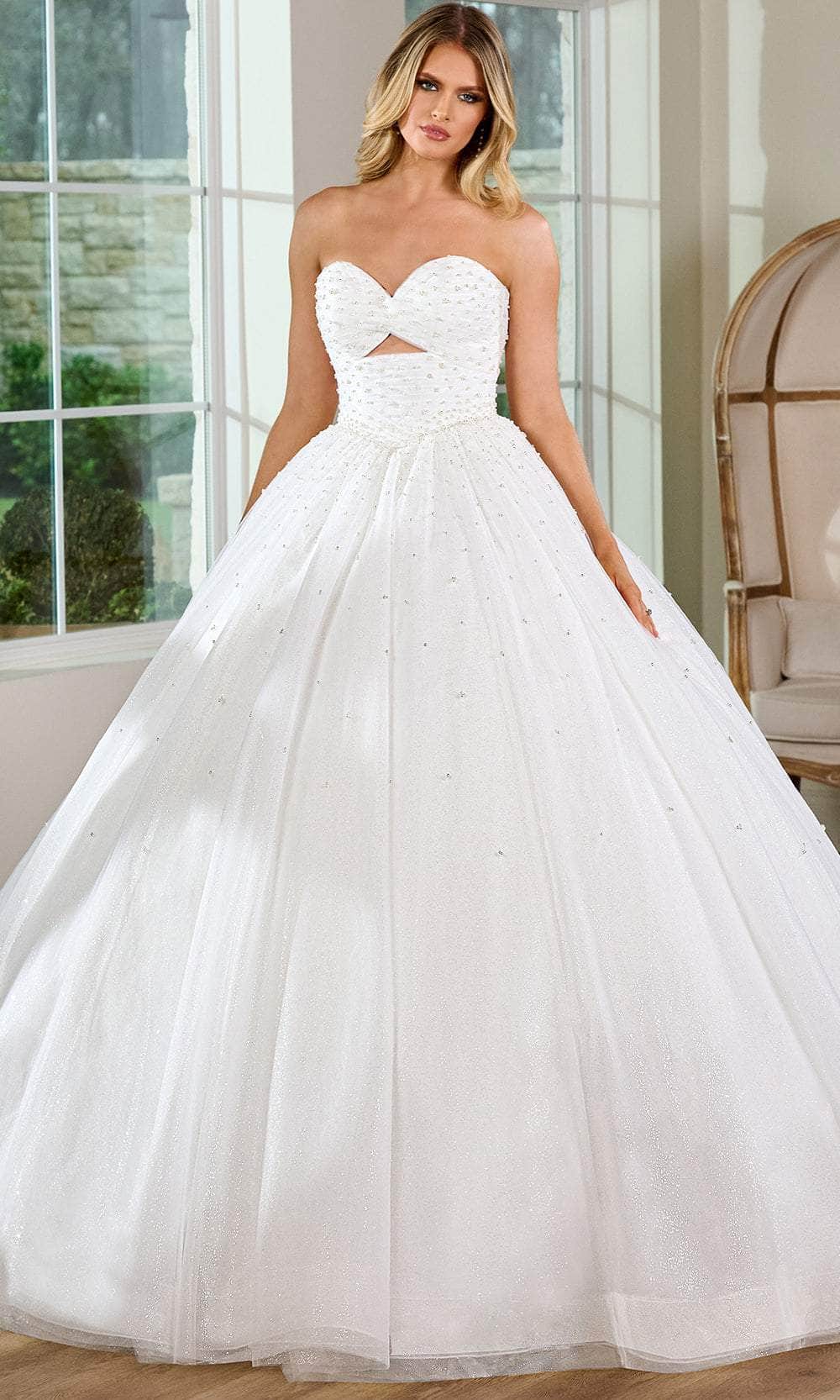 Rachel Allan Bridal RB6148 - Beaded Strapless Ballgown Special Occasion Dresses 00 /  White
