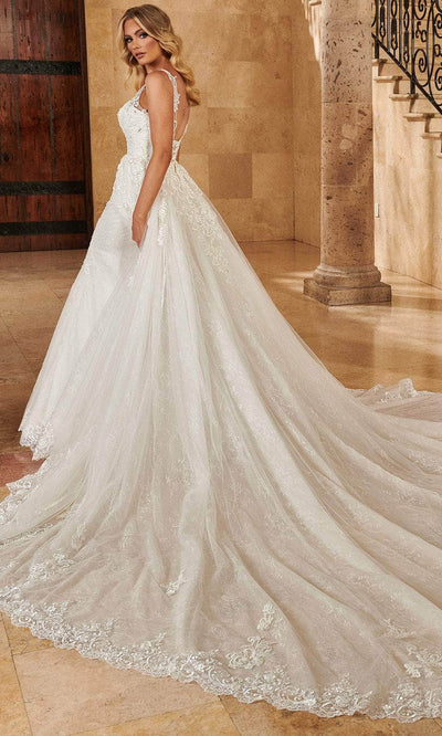 Rachel Allan MB4129 - Lace Appliqued V-Neck Trumpet Gown Wedding Dresses