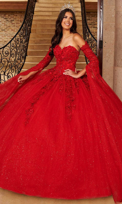 Rachel Allan MQ1092 - Sweetheart Quinceanera Gown with Cape Sleeve Ball Gowns