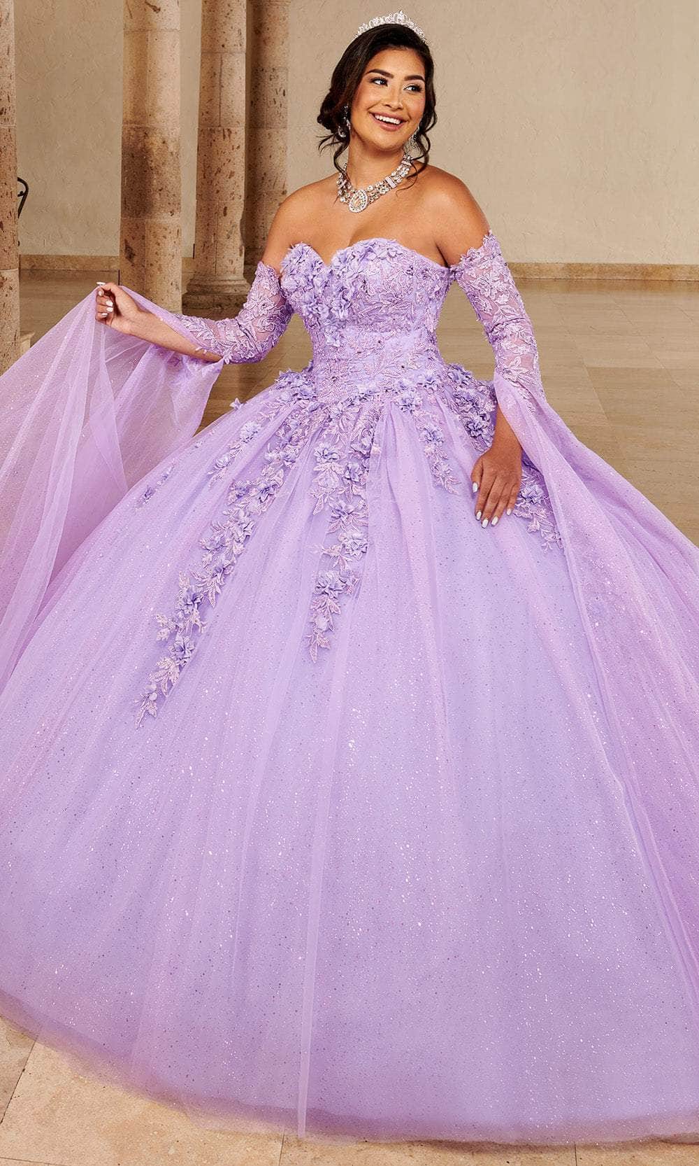 Rachel Allan MQ1092 - Sweetheart Quinceanera Gown with Cape Sleeve Ball Gowns