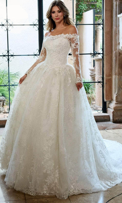 Rachel Allan RB3224 - Off Shoulder Floral Lace Wedding Ballgown Wedding Dresses