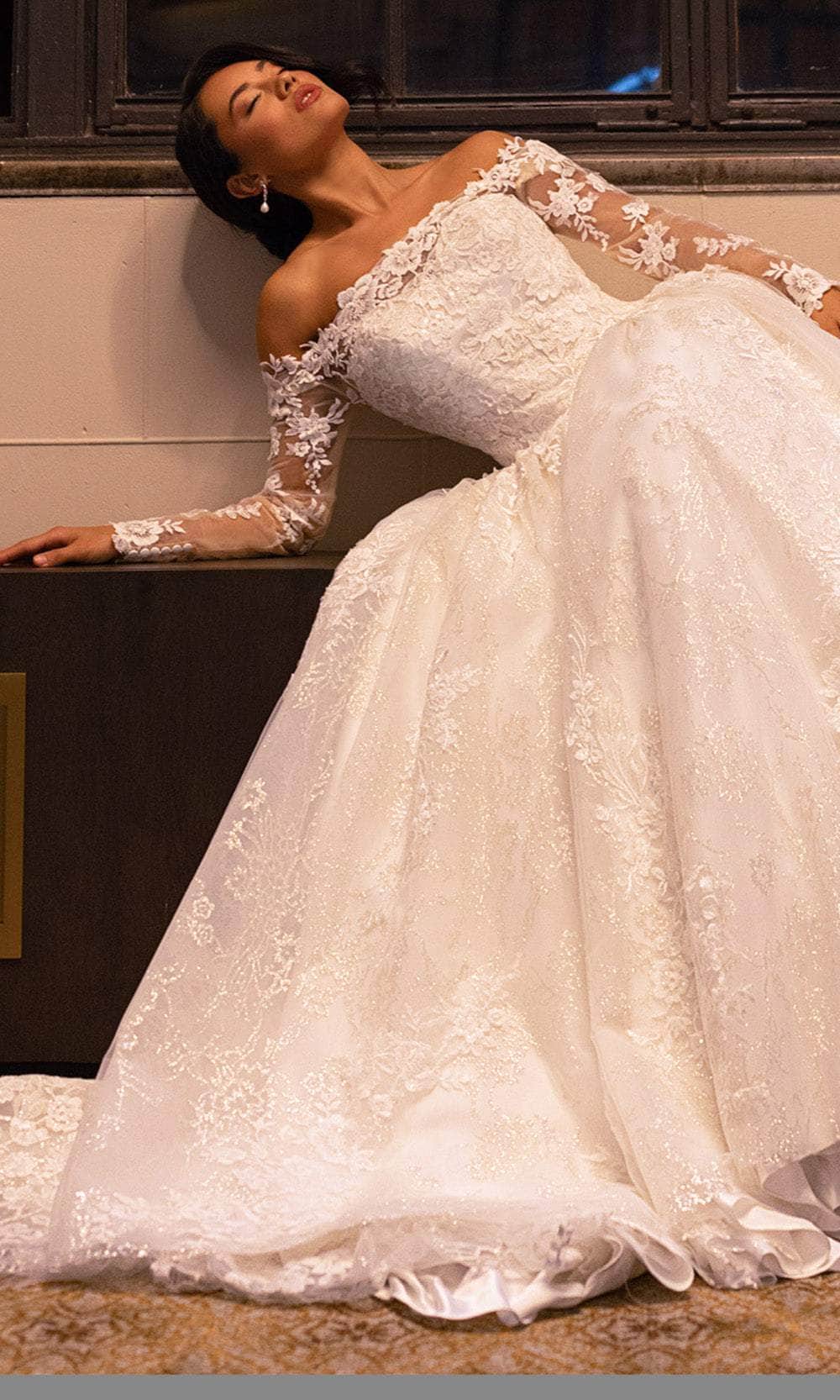 Rachel Allan RB3224 - Off Shoulder Floral Lace Wedding Ballgown Wedding Dresses