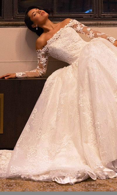 Rachel Allan RB3224 - Off Shoulder Floral Lace Wedding Ballgown Wedding Dresses