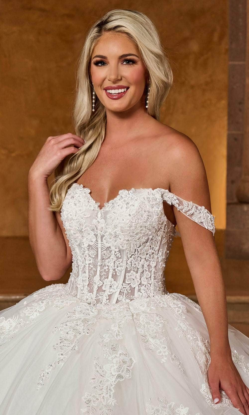 Rachel Allan RB6142 - Embellished Beaded Off-Shoulder Ballgown Bridal Dresses