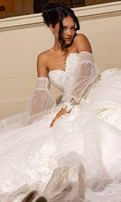 Rachel Allan RB6163 - Sweetheart Lace Ballgown with Detachable Sleeves Wedding Dresses