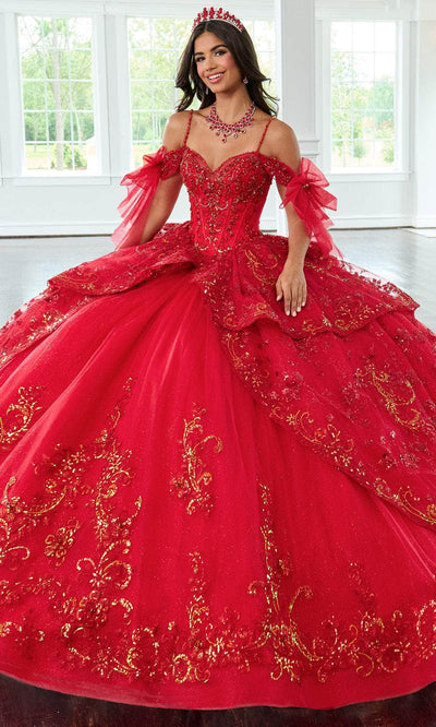 Rachel Allan RQ3147 - Cold Shoulder Beaded Applique Ballgown Ball Gowns