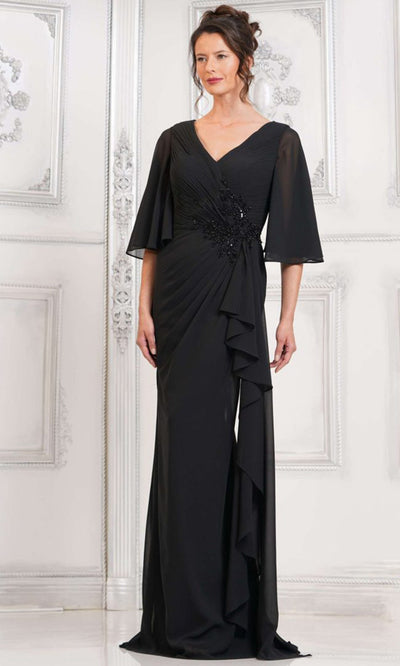 Rina di Montella RD2935-1 - Beaded Detail Ruched Chiffon Dress Mother of the Bride Dresses