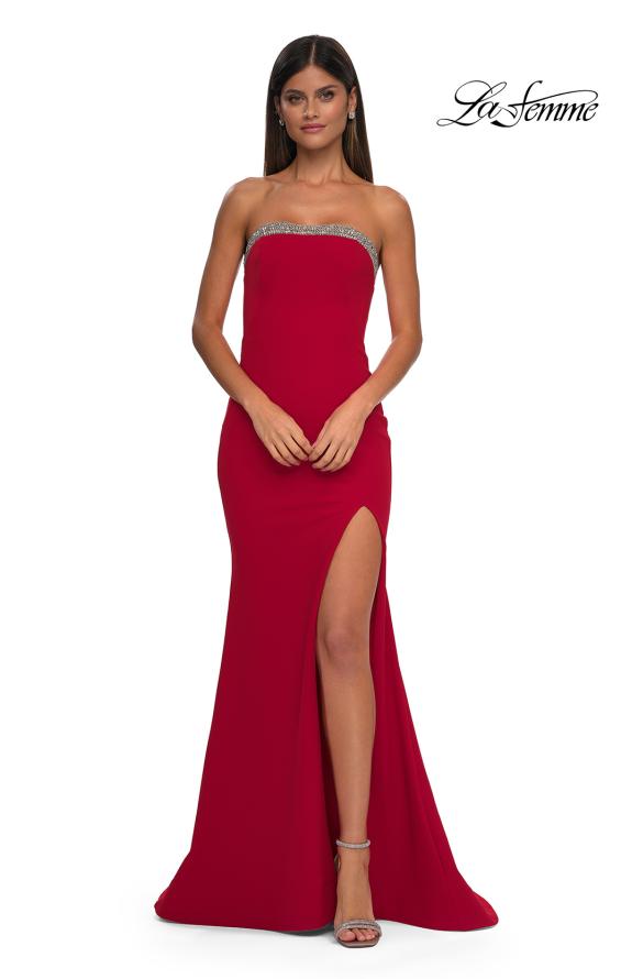 La Femme 32891 - Rhinestone Trim Strapless Prom Gown