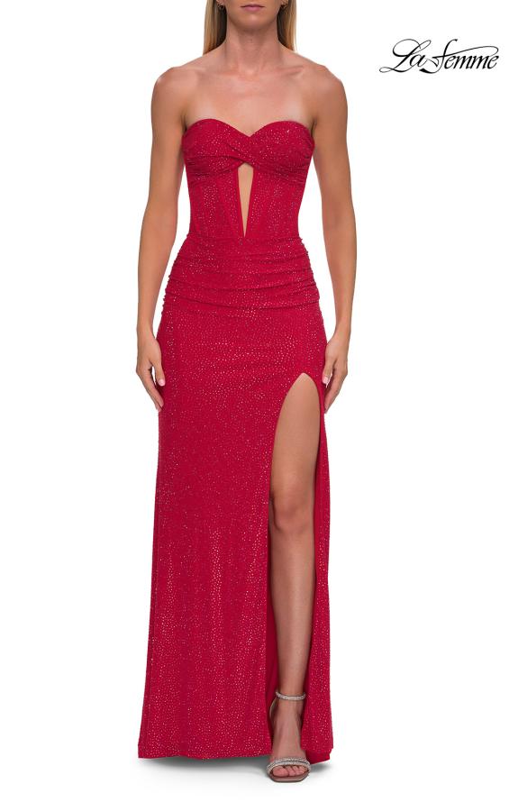 La Femme 33354 - Rhinestone Studded Sweetheart Gown