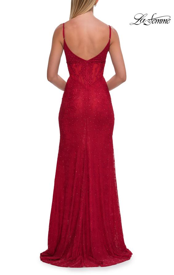 La Femme 33442 - Scoop Back Lace Sheath Gown