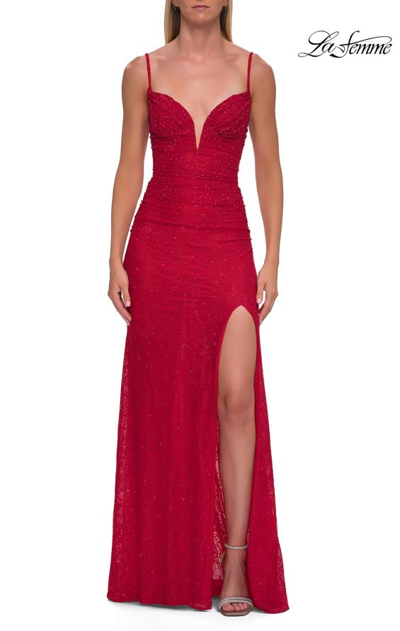 La Femme 33293 - Sleeveless Open Back Lace Prom Gown