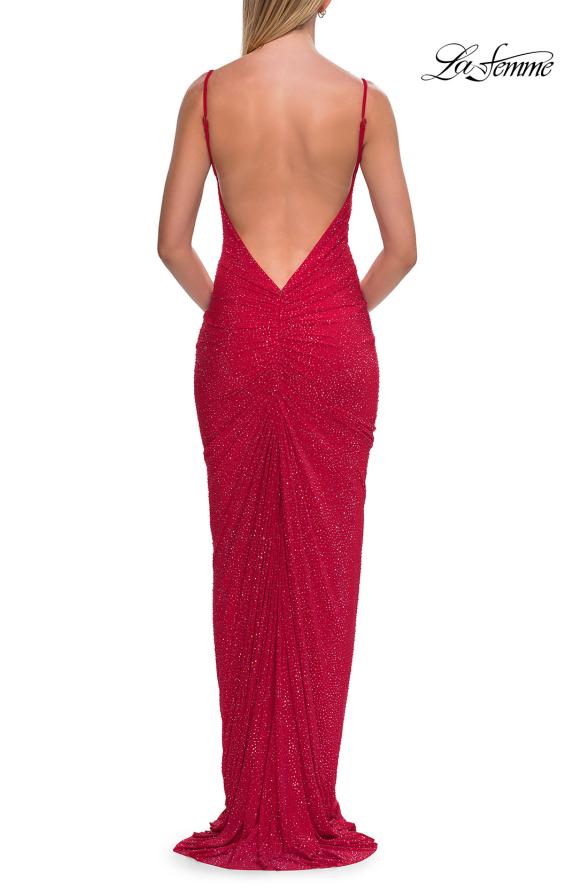 La Femme 33302 - Spaghetti Strap Backless Beaded Gown