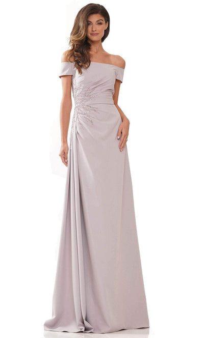 Rina di Montella RD2806 - Off Shoulder Pleated Formal Wear Formal Gowns 4 / Grey