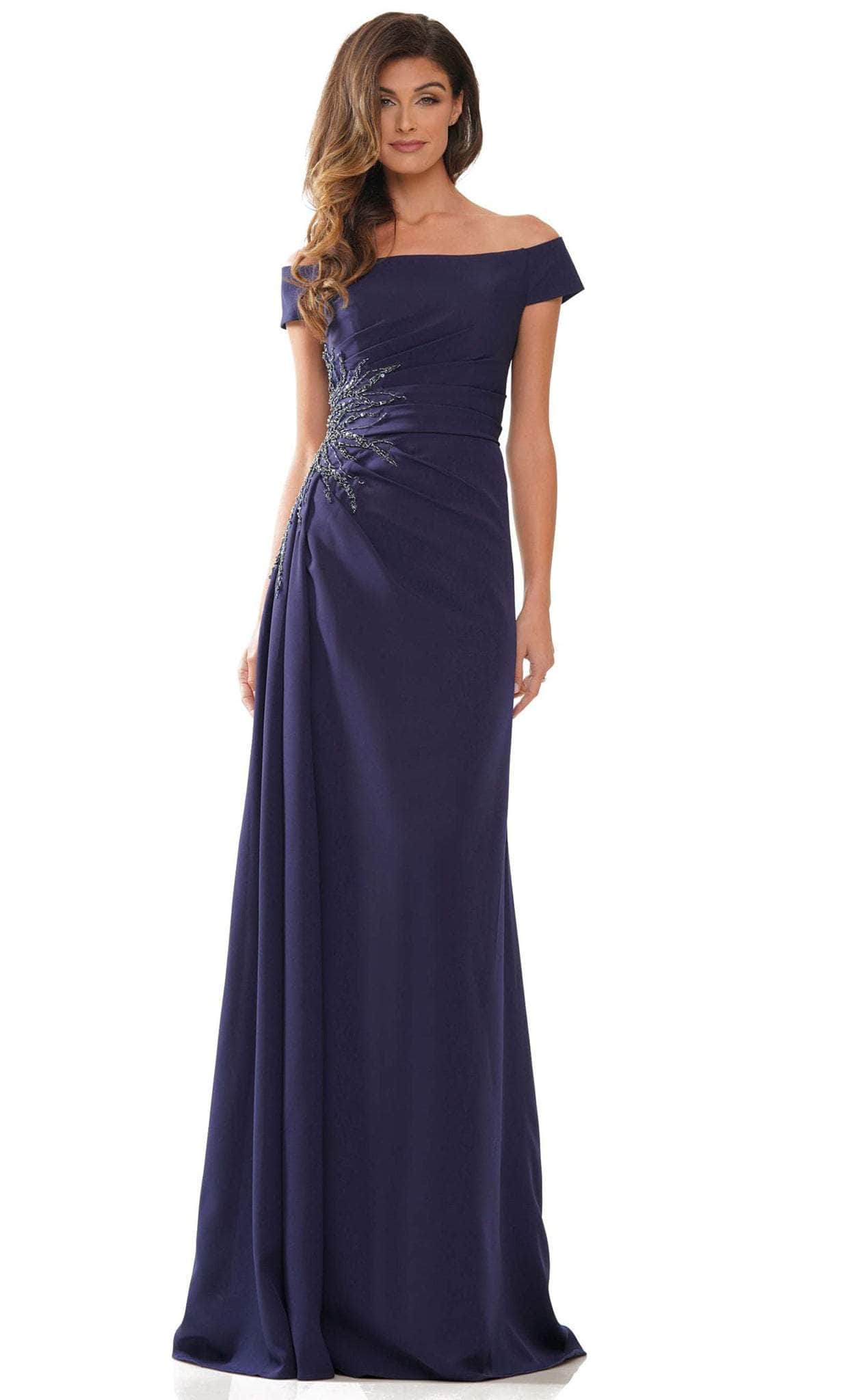 Rina di Montella RD2806 - Off Shoulder Pleated Formal Wear Formal Gowns 4 / Navy