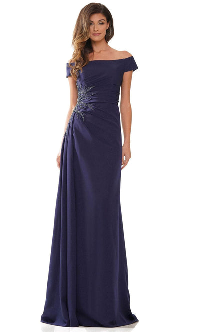 Rina di Montella RD2806 - Off Shoulder Pleated Formal Wear Formal Gowns 4 / Navy