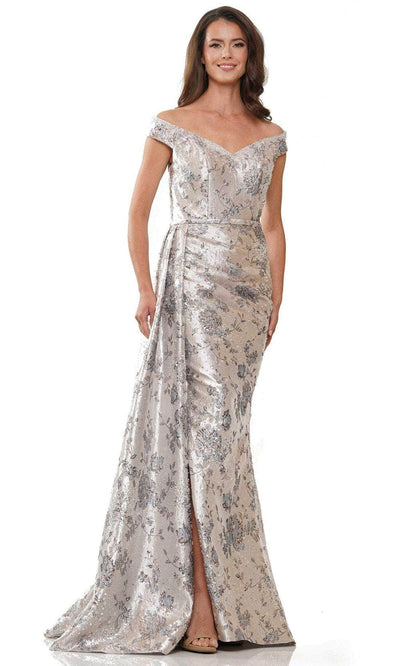 Rina di Montella RD2912 - Off-Shoulder Sweetheart Long Gown Mother of the Bride Dresses 4 / Blue Multi