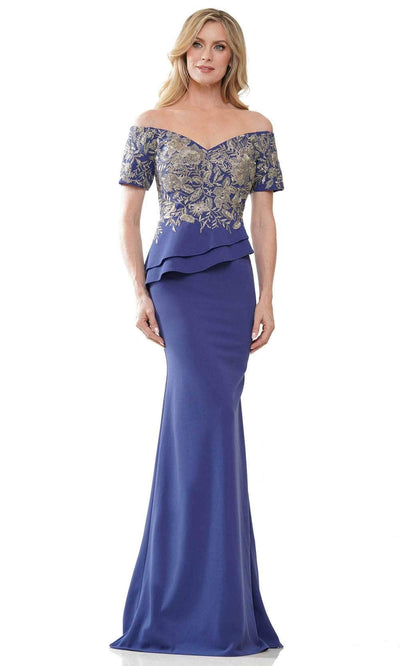 Rina di Montella RD2918-1 - Short Sleeve Crepe Gown with Floral Lace Mother of the Bride Dresses