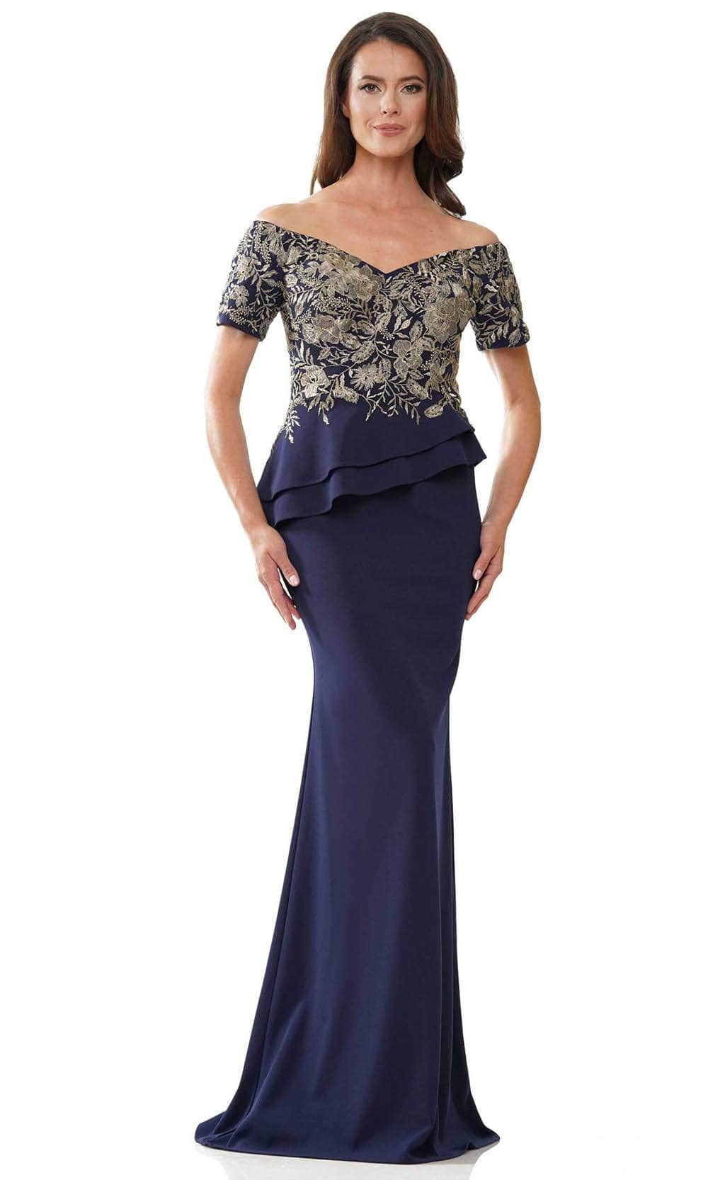 Rina di Montella RD2918-1 - Short Sleeve Crepe Gown with Floral Lace Mother of the Bride Dresses