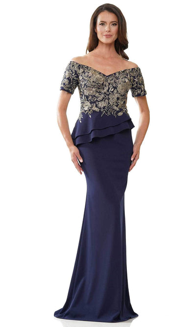 Rina di Montella RD2918-1 - Short Sleeve Crepe Gown with Floral Lace Mother of the Bride Dresses