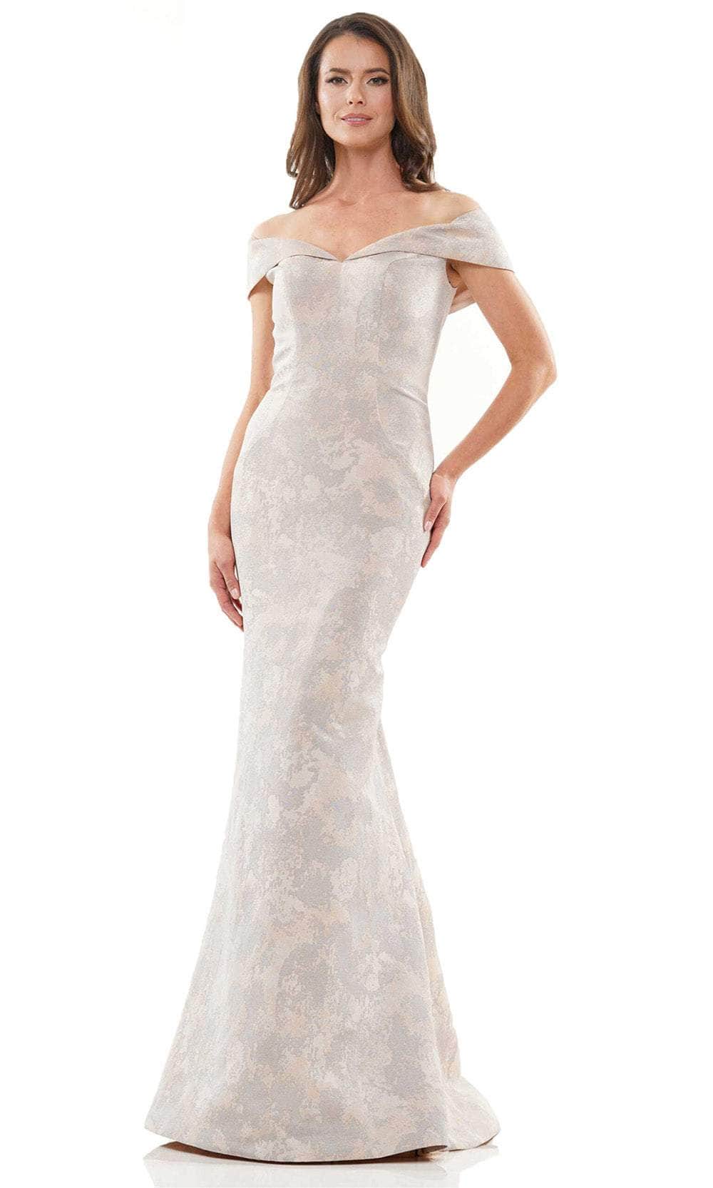 Rina di Montella RD2937 - Cap Sleeve Jacquard Formal Gown Formal Gowns 4 / Gold Taupe