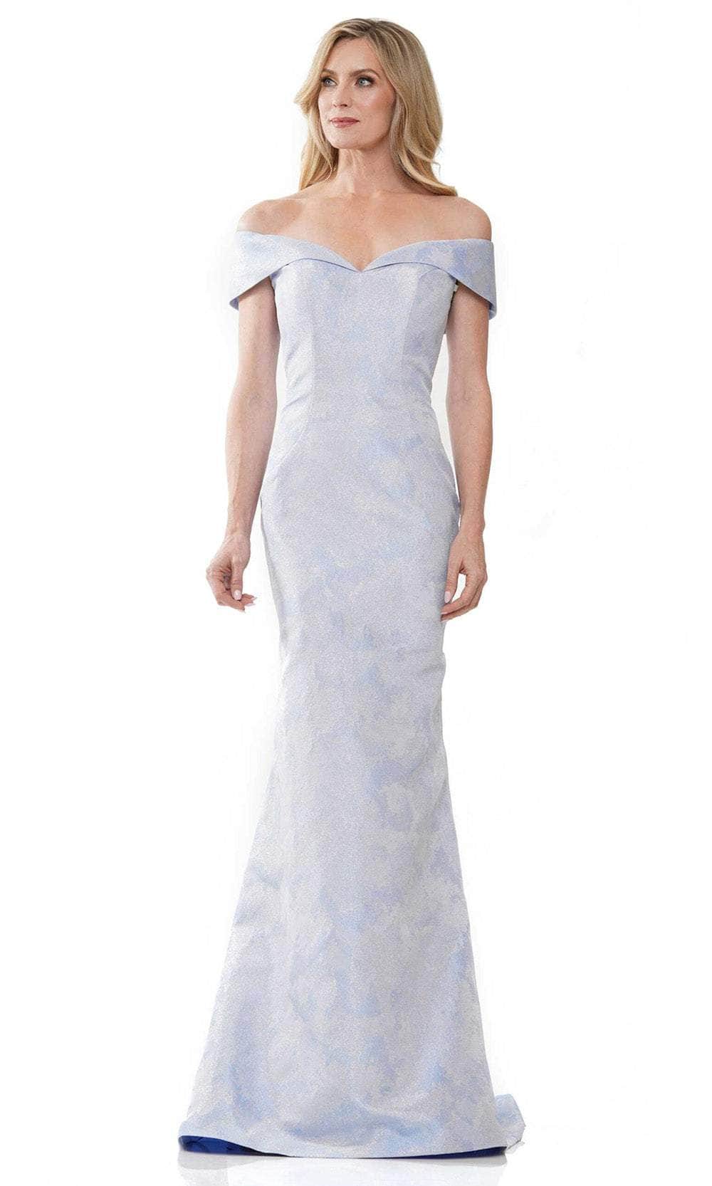 Rina di Montella RD2937 - Cap Sleeve Jacquard Formal Gown Formal Gowns 4 / Light Blue