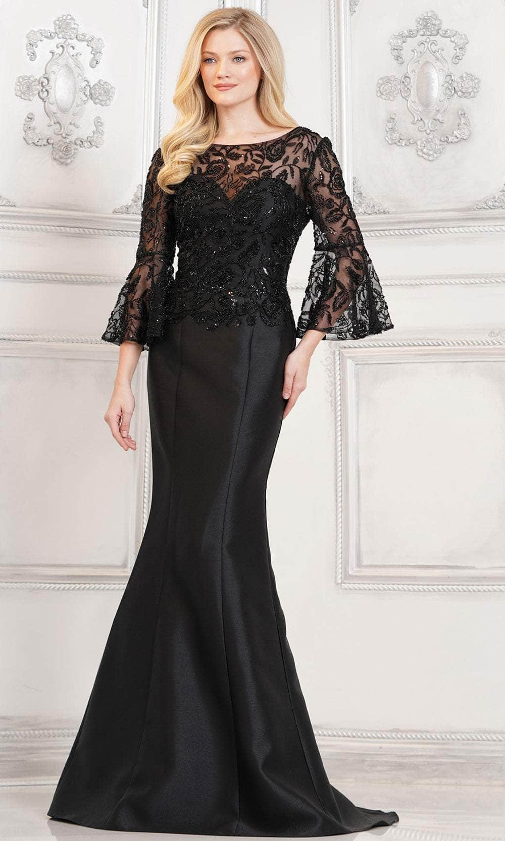 Rina di Montella RD2939 - Beaded Ornate Bateau Formal Gown Special Occasion Dresses Dresses 4 / Black