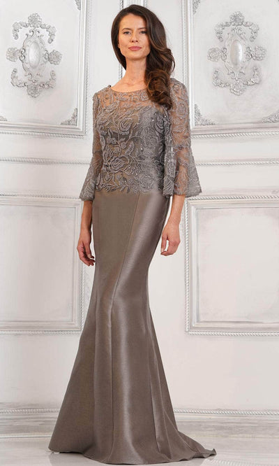 Rina di Montella RD2939 - Beaded Ornate Bateau Formal Gown Special Occasion Dresses Dresses 4 / Gunmetal