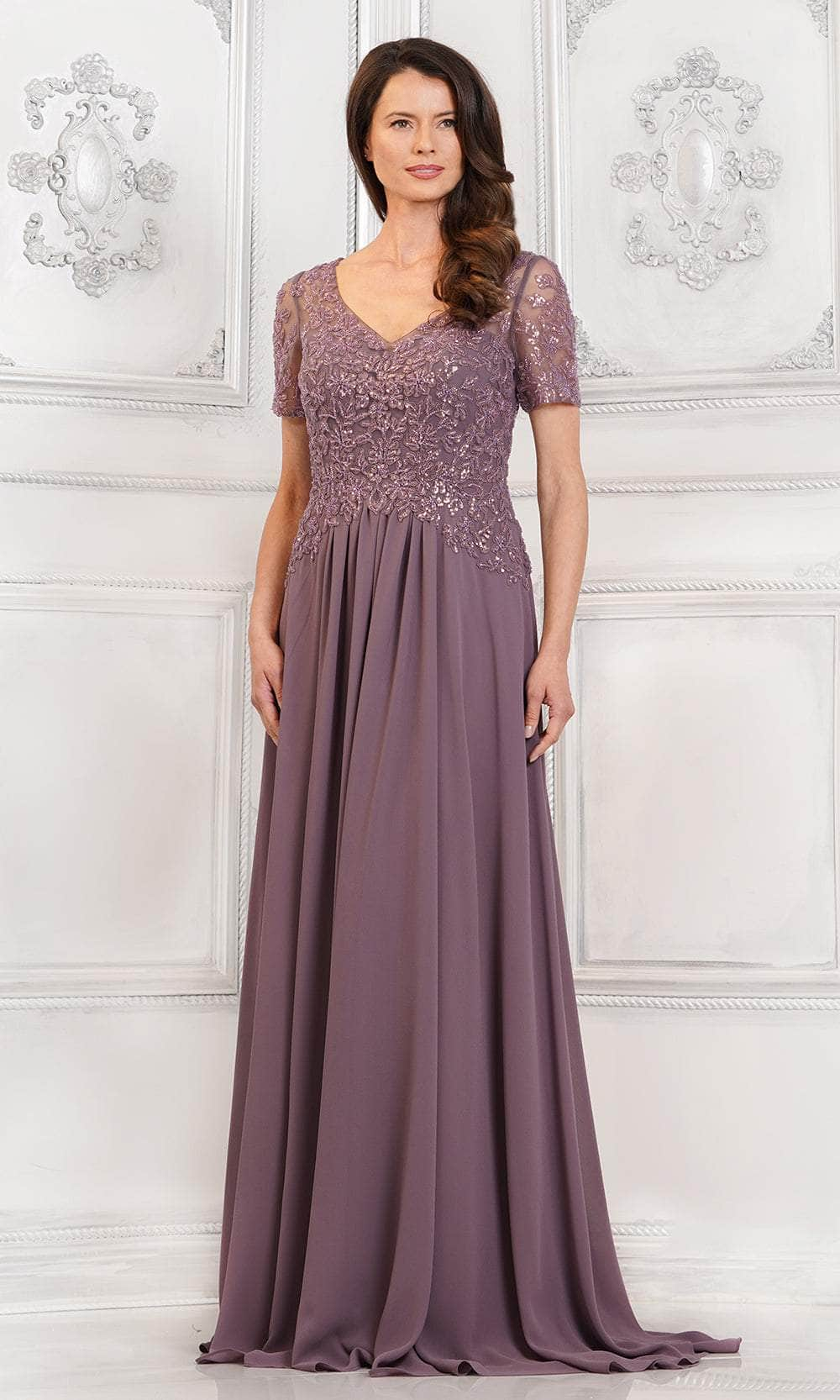 Rina di Montella RD2940 - Short Sleeve Chiffon Formal Gown Special Occasion Dress