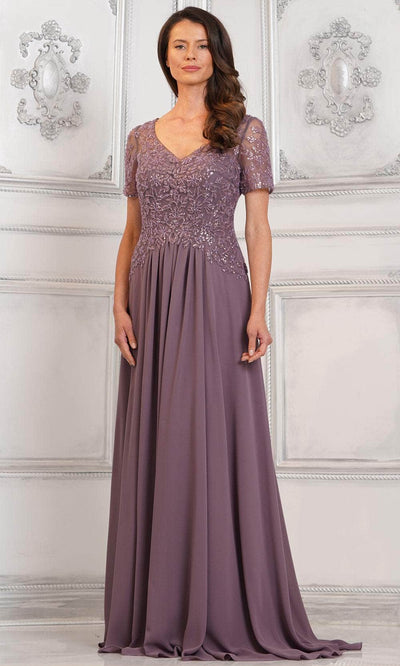 Rina di Montella RD2940 - Short Sleeve Chiffon Formal Gown Special Occasion Dresses Dresses 6 / Victorian Lc