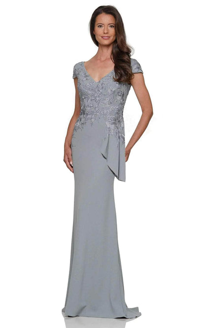 Rina di Montella RD2960 - Cap Sleeves Embroidered Evening Gown Special Occasion Dresses Dresses 4 / Seaglass