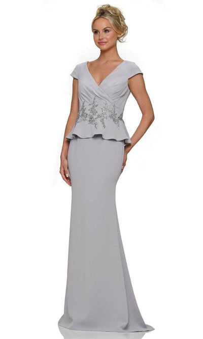 Rina di Montella RD2971 - Embroidered Peplum Detailed Long Gown Mother of the Bride Dresses