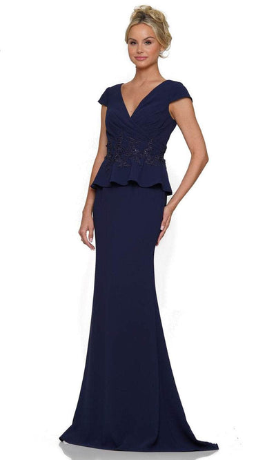 Rina di Montella RD2971 - Embroidered Peplum Detailed Long Gown Mother of the Bride Dresses