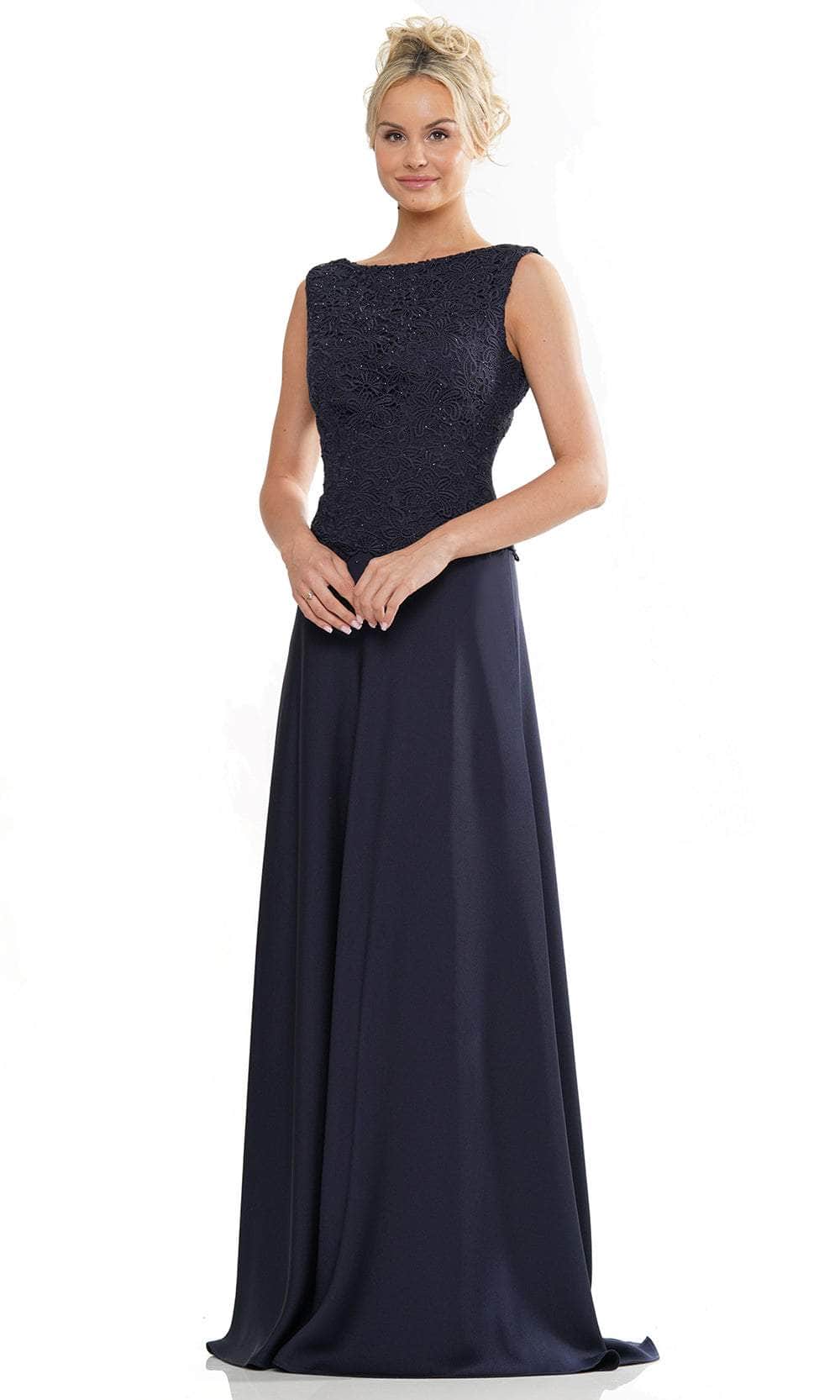 Rina di Montella RD2973 - Sleeveless Embellished Formal Gown Special Occasion Dresses Dresses 4 / Navy