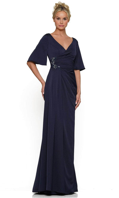 Rina di Montella RD2974 - Elbow-Length Bell Sleeve Formal Gown Special Occasion Dresses Dresses 6 / Navy