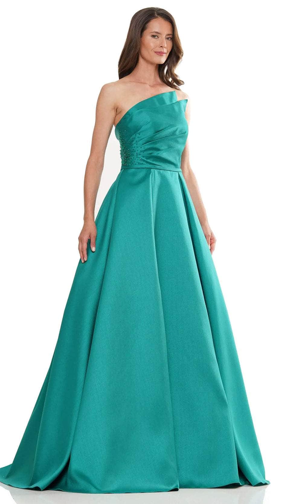 Rina di Montella RD2981 - Strapless A-Line Evening Dress Special Occasion Dresses Dresses 4 / Emerald