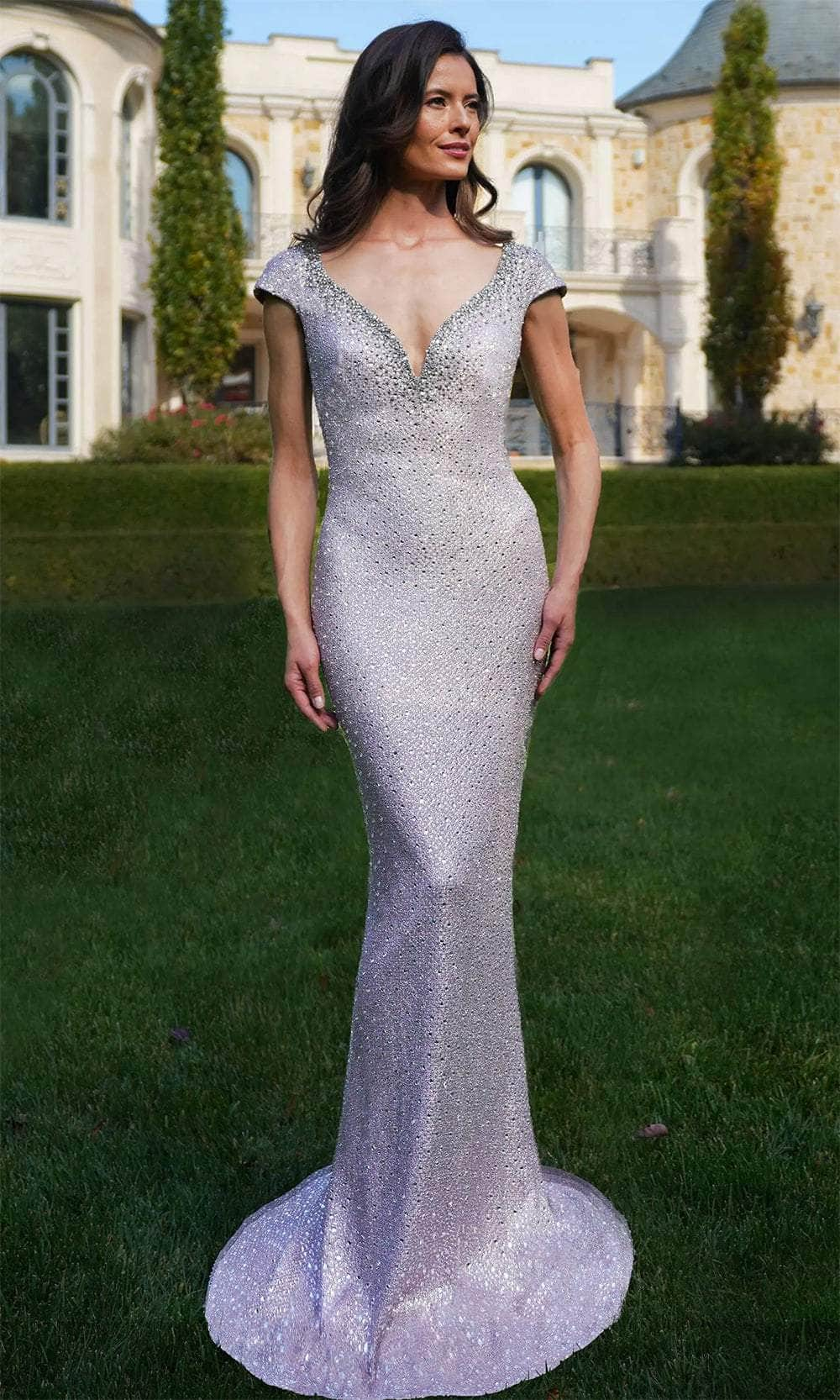 Rina di Montella RD2983 - Bejeweled Mermaid Evening Dress Special Occasion Dresses Dresses 4 / Vintage Gold