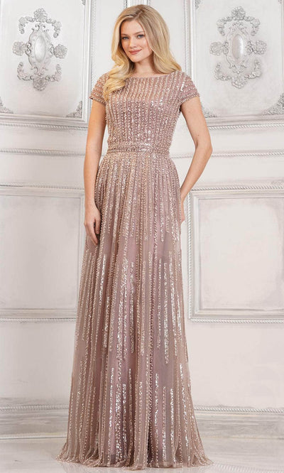 Rina di Montella RD3101 - Cap Sleeve A-Line Formal Gown Special Occasion Dresses Dresses 6 / Mauve
