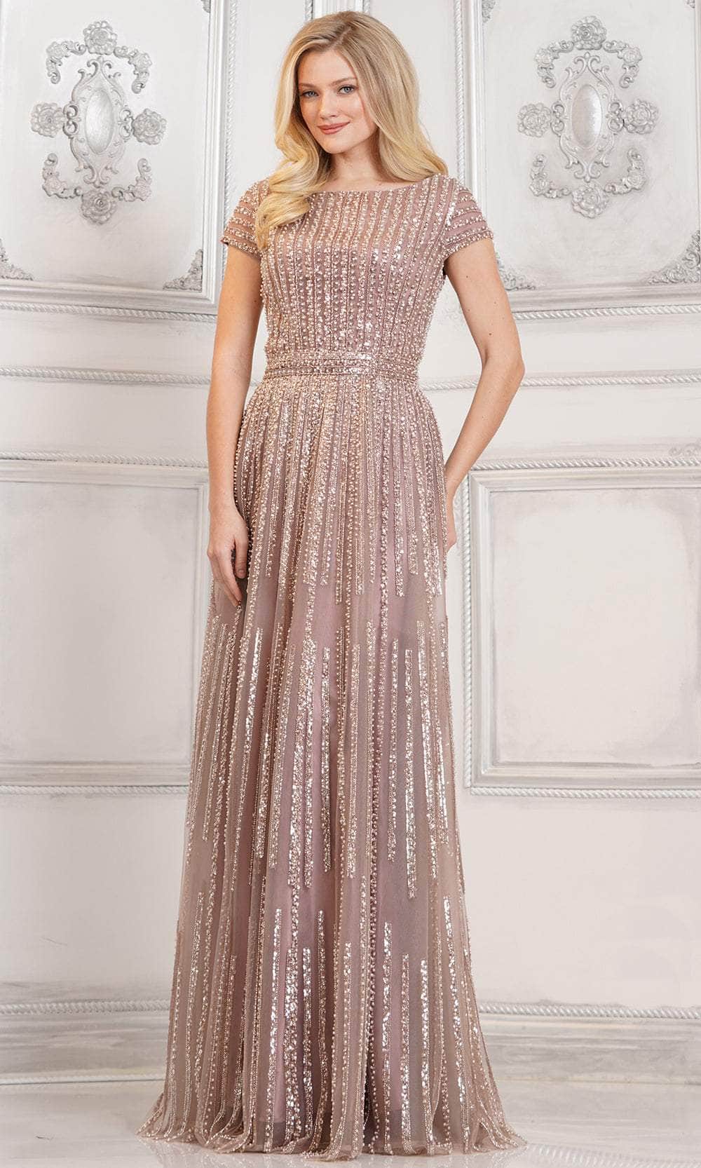 Rina di Montella RD3101-1 - A-line Skirt Bateau Embellished Gown Mother of the Bride Dresses