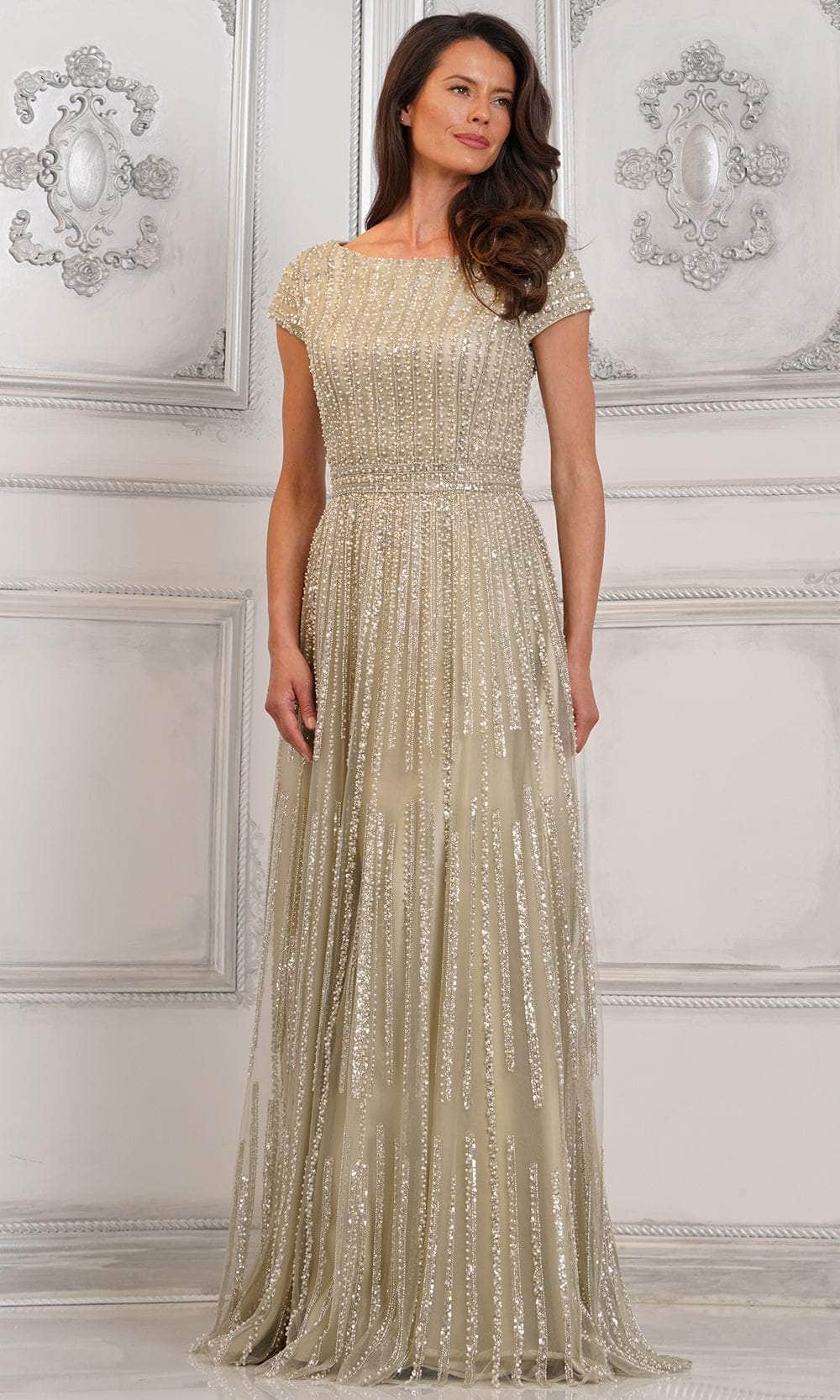 Rina di Montella RD3101-1 - A-line Skirt Bateau Embellished Gown Mother of the Bride Dresses