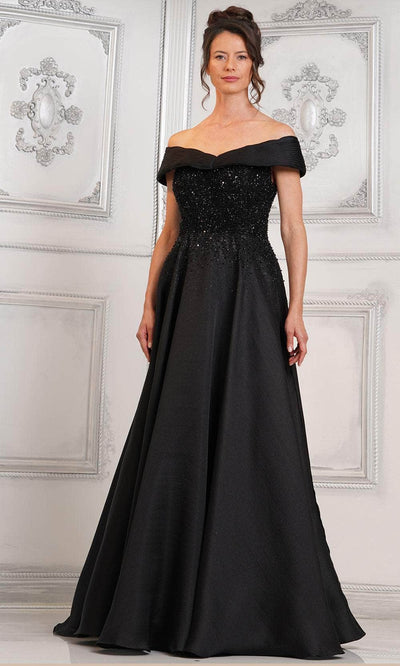 Rina di Montella RD3102 - Pleated Collar A-Line Formal Gown Special Occasion Dresses Dresses 6 / Black