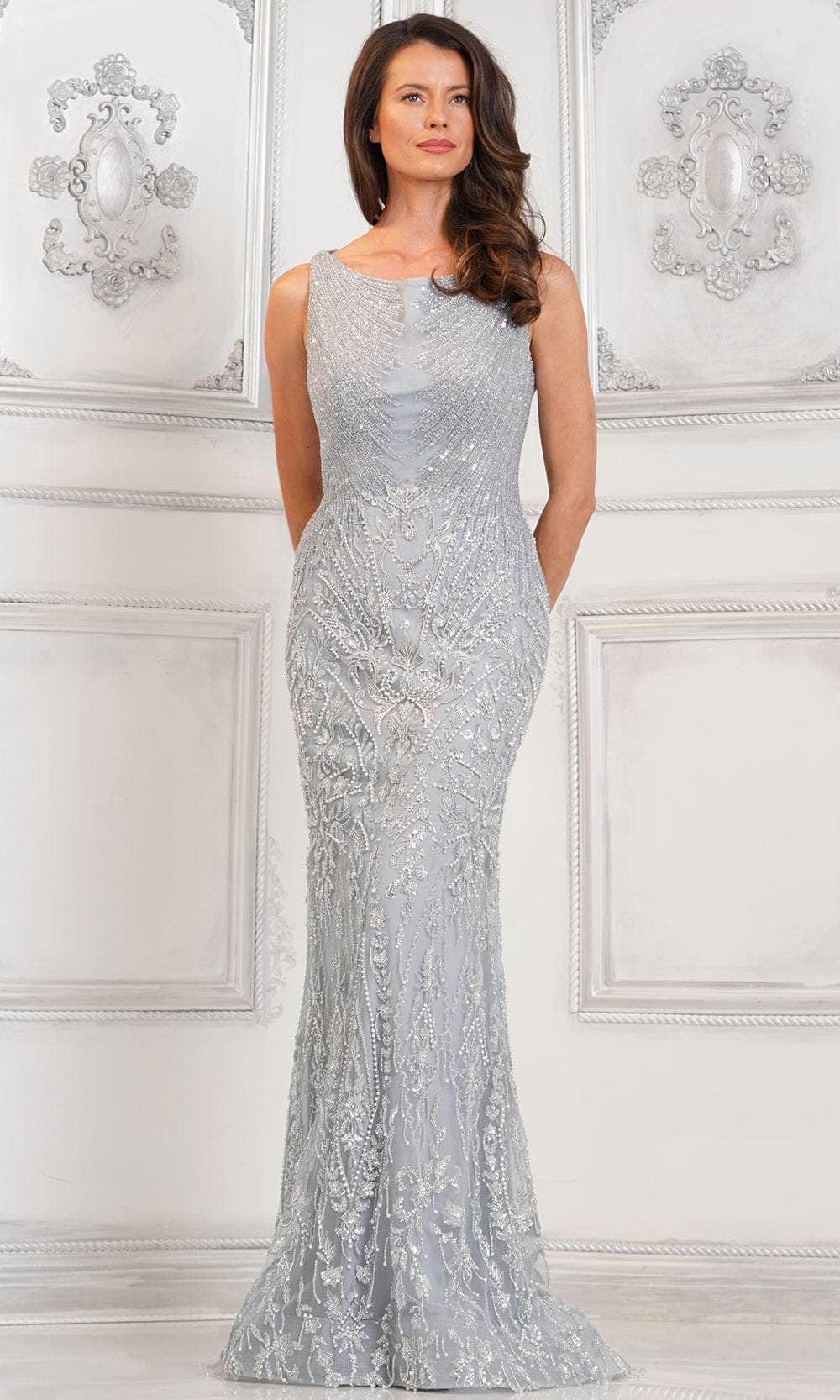 Rina di Montella RD3104 - Sleeveless Beaded Formal Gown Special Occasion Dresses Dresses 4 / Blue