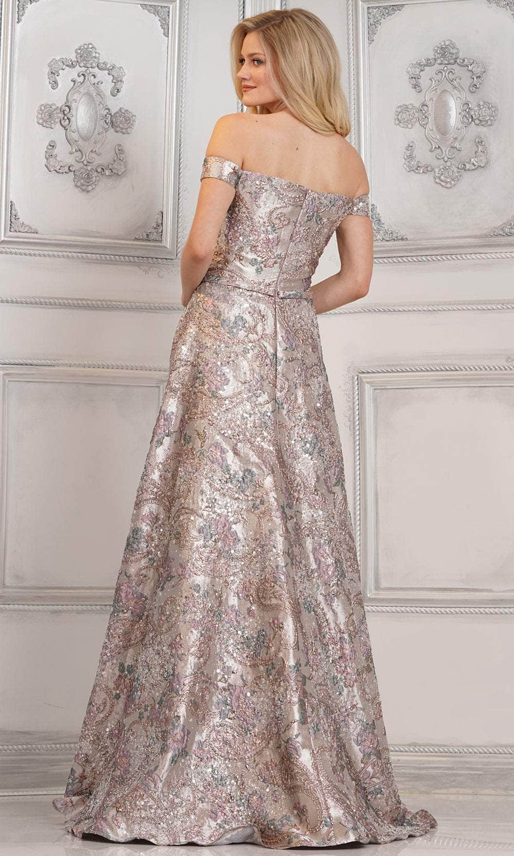 Rina di Montella RD3105 - Off-Shoulder Jacquard Long Gown Prom  Dresses