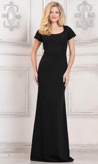 Rina di Montella RD3112 - Embroidered Scoop Neck Evening Dress Special Occasion Dresses Dresses 6 / Black