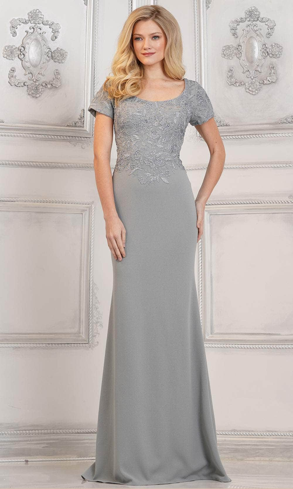 Rina di Montella RD3112 - Embroidered Scoop Neck Evening Dress Special Occasion Dresses Dresses 6 / Seaglass