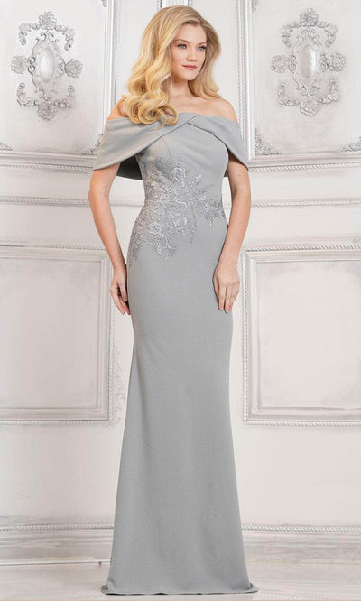 Rina di Montella RD3114 - Embroidered Off Shoulder Evening Dress Special Occasion Dresses Dresses 4 / Seaglass