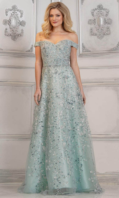 Rina di Montella RD3139 - Bead Embellished Sweetheart Long Gown Prom Dresses 6 / Tiffany