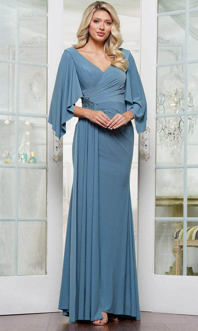 Rina di Montella RD3238-1 - Ruched Bodice V-Neckline Long Gown Mother of the Bride Dresses