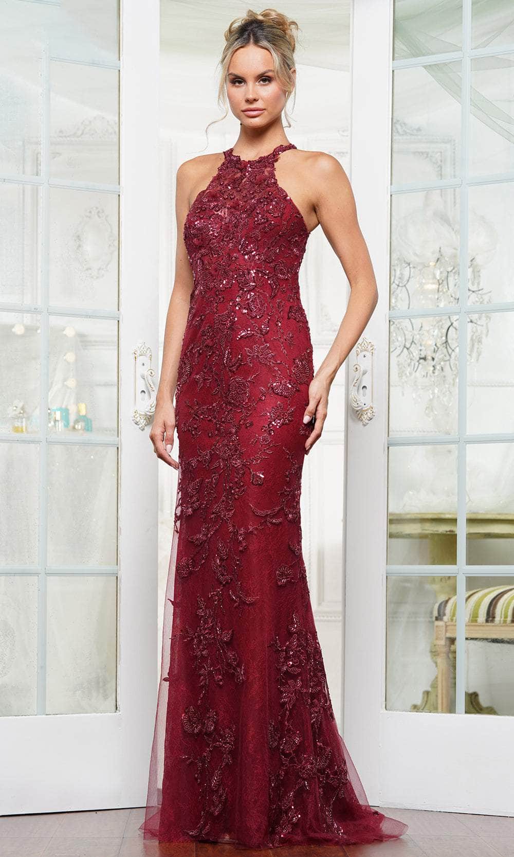 Rina Di Montella RD3247 - Embroidered High Neck Prom Gown Prom Dresses