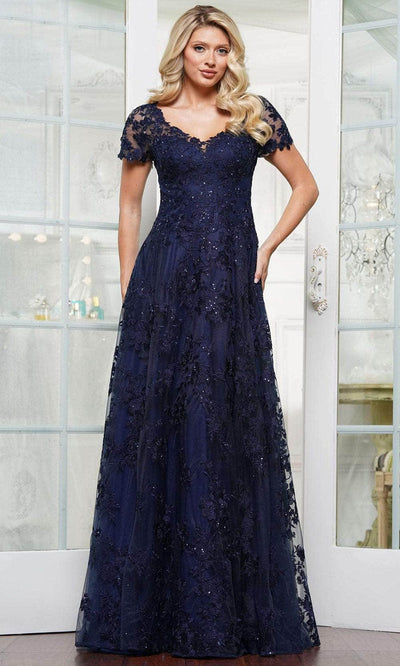 Rina di Montella RD3248-1 - Button Back Embroidered Mesh Gown Mother of the Bride Dresses