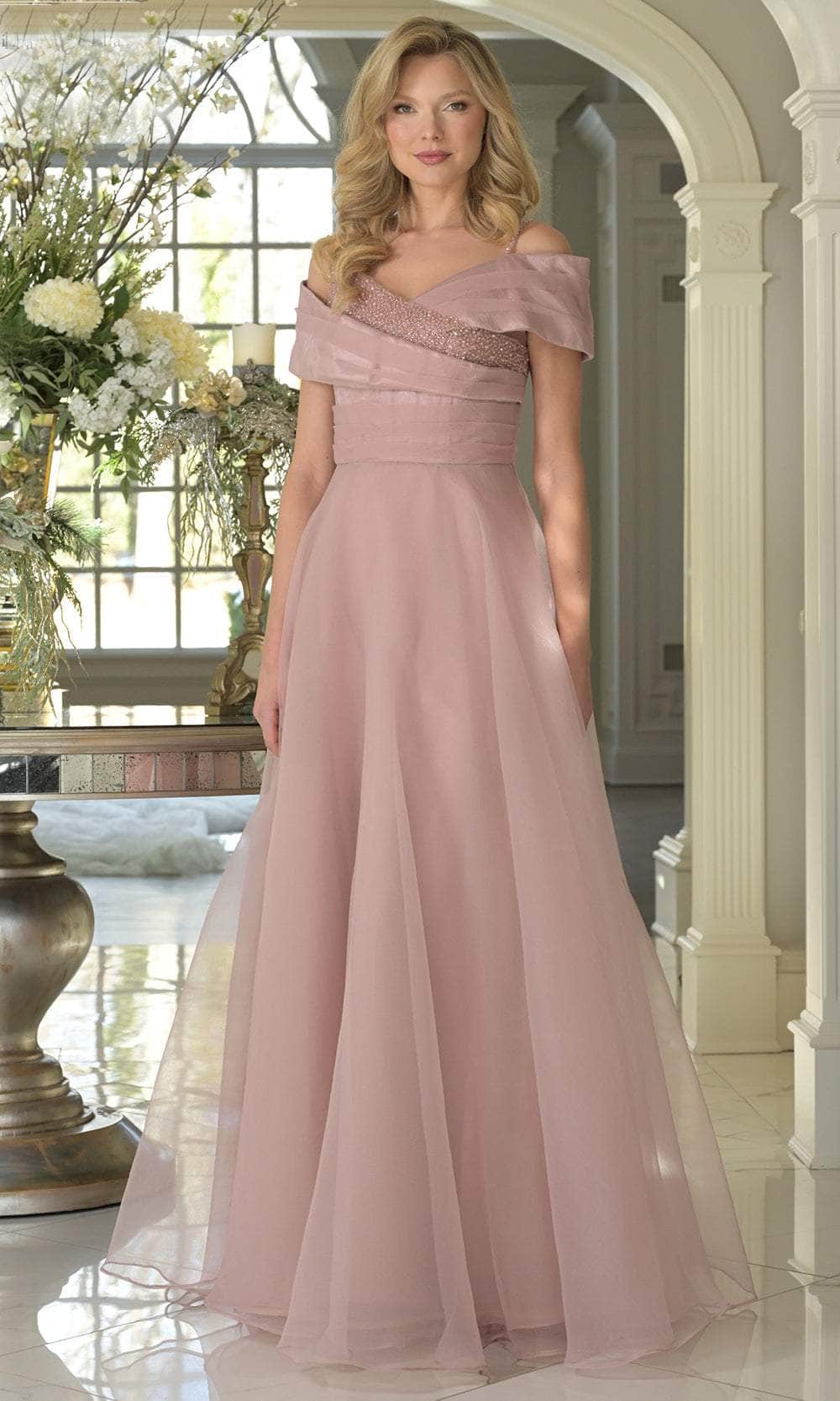 Rina di Montella RD3303-1 - Beaded Trim Organza A-line Gown Mother of the Bride Dresses